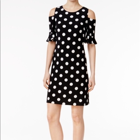 Tommy Hilfiger Dresses & Skirts - Tommy Hilfiger coldshoulder polka dot sheath dress